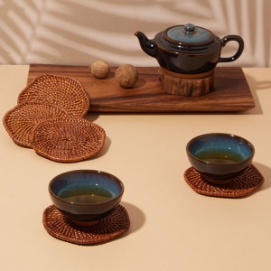 Rattan lacquered fire extinguishing folding teacup support 9 cm