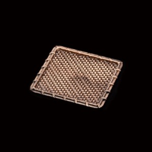 Rattan Moonyang Square Alloy Tea Cup Support Red Copper
