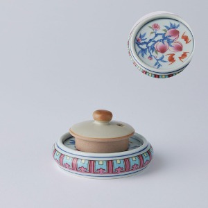 Pottery Peach Lid Stand Cha Ho Stand