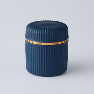 Striped Mini Pottery Tea Container Navy