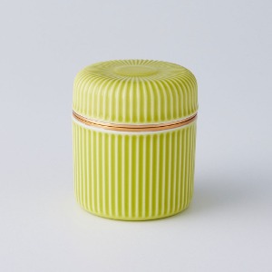Striped Mini Pottery Tea Container Green